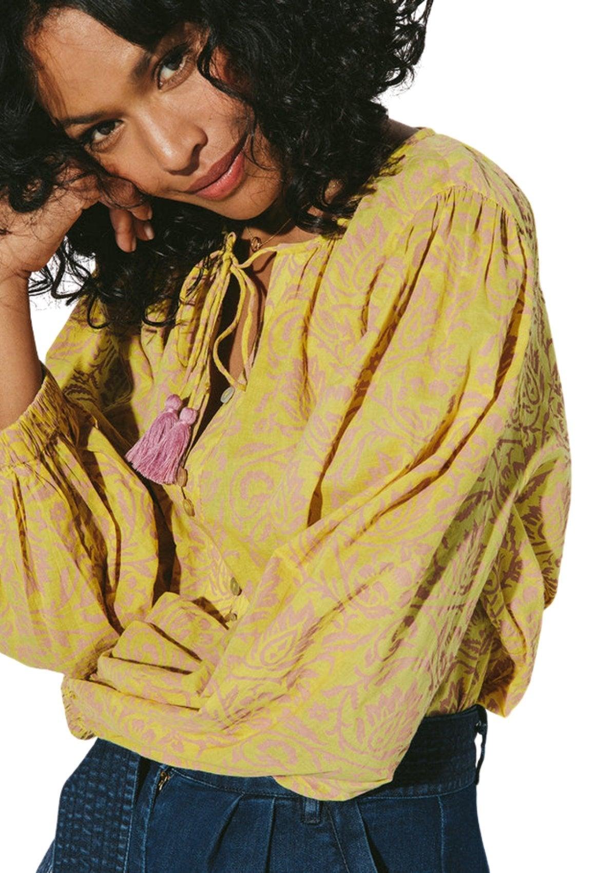 Cleobella - Scarlett Tassel Tie Blouse | Camellia - Tops - Blouse - Georgia Kate